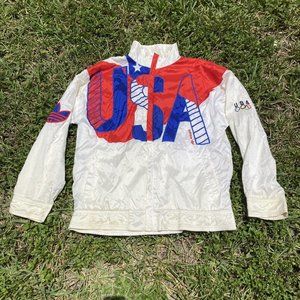 Adidas Olympics 1980s Vintage Windbreaker Jacket Trefoil Track Team Authentic L